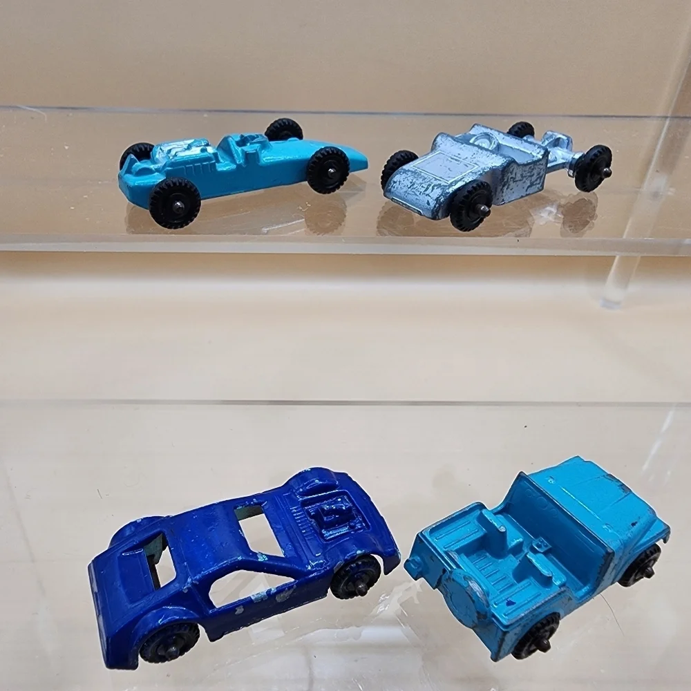 4 Vintage Midge Toy Diecast Cars Lot Jeep Roadster Sport Indy Race USA MidgeToy